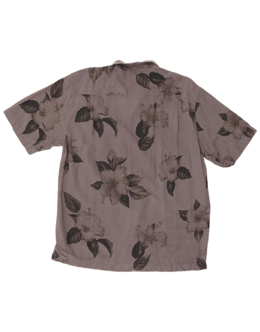 Tommy Bahama Mens Short Sleeve Shirt Medium Grey Floral Silk