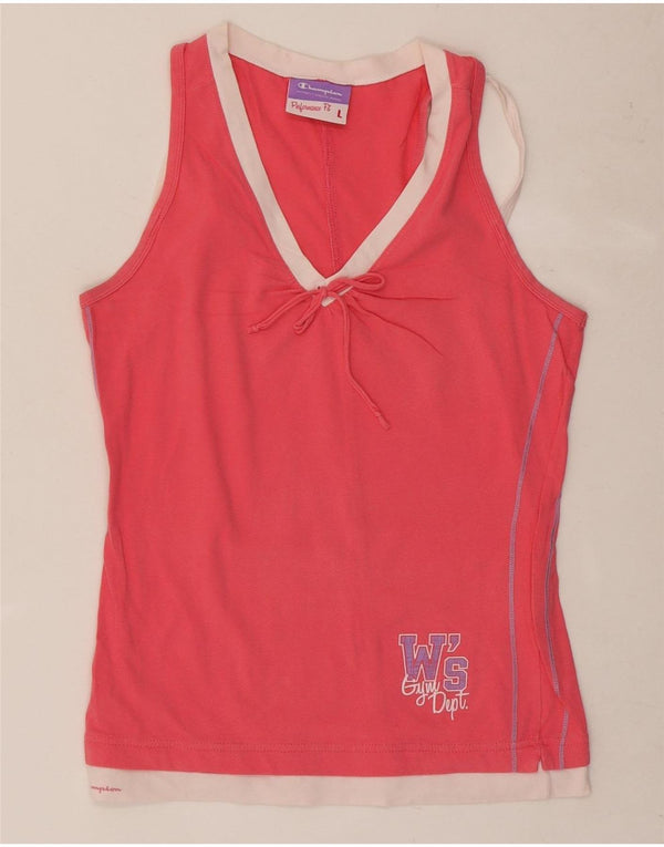 Champion Womens Performance Grafisk Vest Top UK 14 Large Pink Colourblock