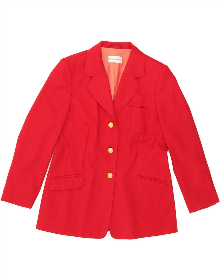 VINTAGE Womens 3 Button Blazer Jacket UK 14 Large Red Vintage Vintage and Second-Hand Vintage from Messina Hembry 