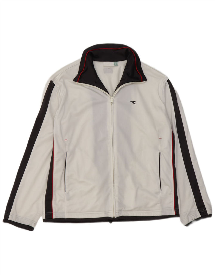 Giacca da tuta da uomo Diadora UK 32 2XS Poliestere color block bianco