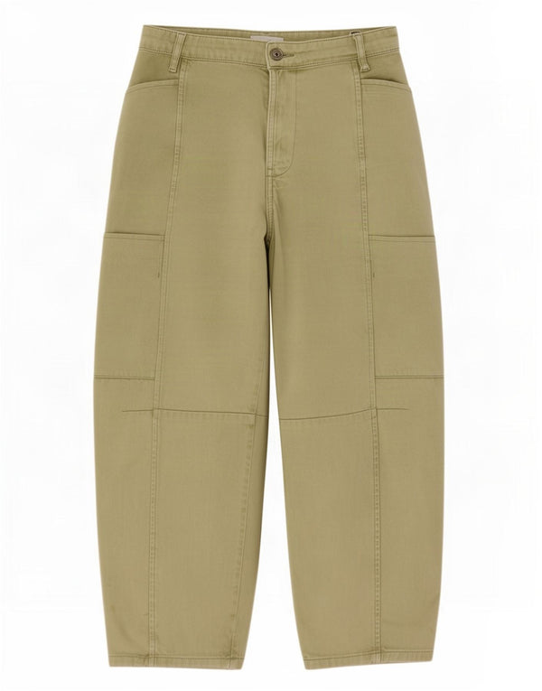 Zara Womens Loose Fit Cargo Capri Trousers EU 38 Small W28 L22 Beige