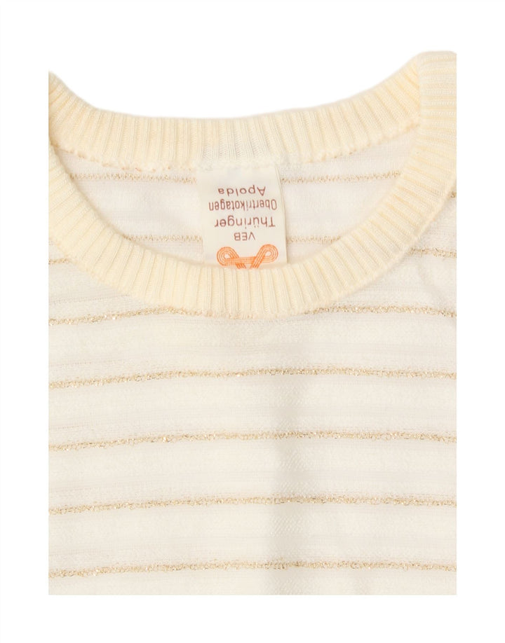 Vintage Womens Crew Neck Jumper Sweater EU 42 Large White Striped