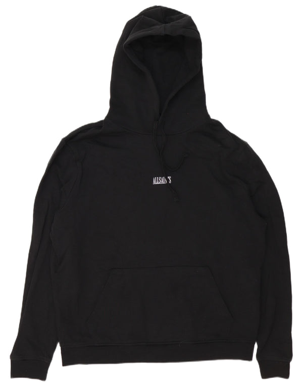 All Saints Mens Loose Fit Hoodie Jumper Medium Black Cotton