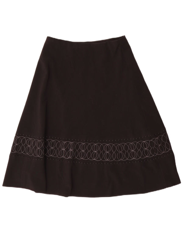 Marks & Spencer Womens Flared Skirt UK 12 Medium W32 Black Geometric