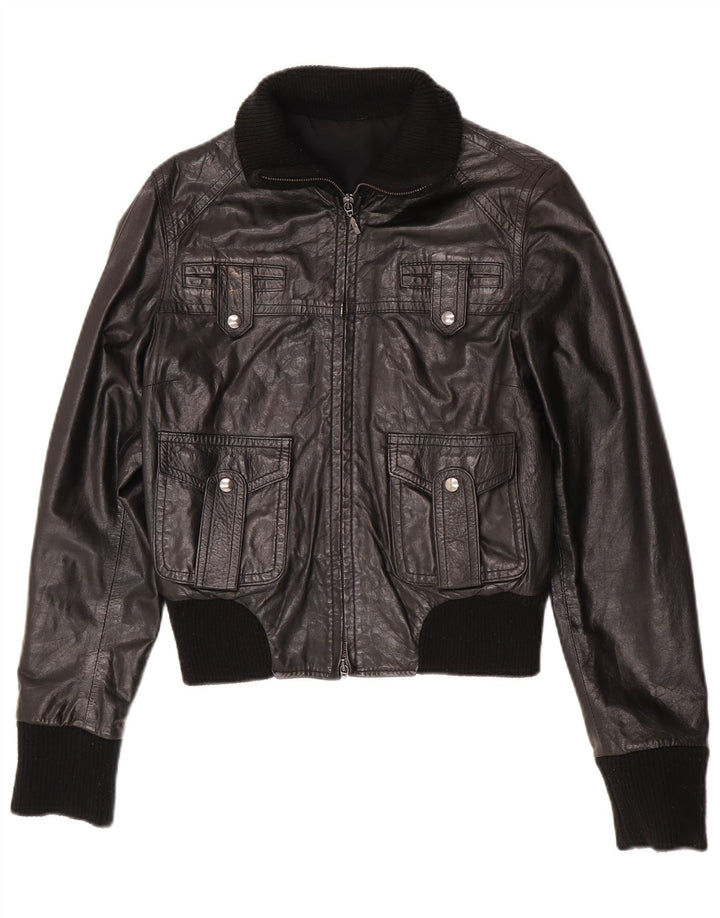 Vintage ženska kožna bomber jakna IT 44 srednje crna koža