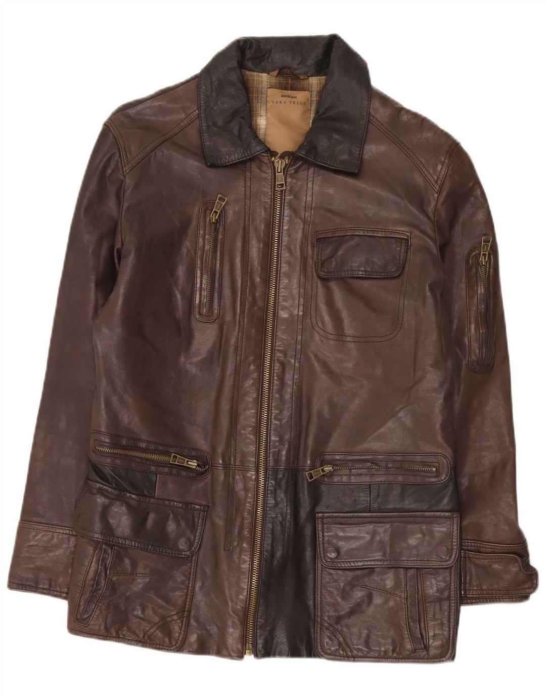 Conbipel Herre Regular Fit Læderjakke IT 48 Medium Brun