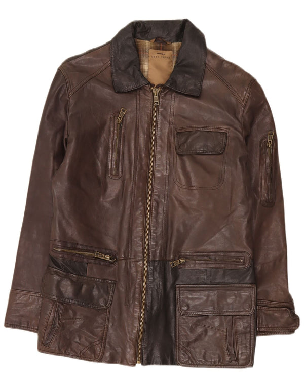 Conbipel Mens Regular Fit Leather Jacket IT 48 Medium Brown