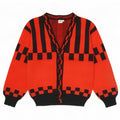 Vintage Womens Cardigan Sweater EU 40 Medium Red Geometric