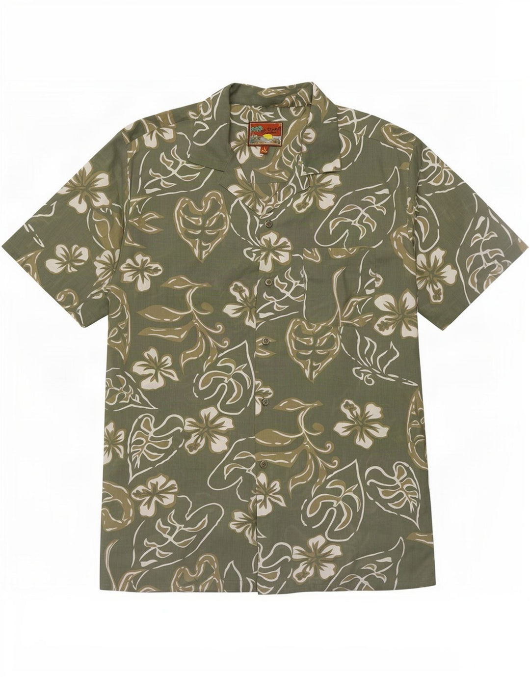 Mc Panthon Herre kortærmet skjorte str. 41/42 Large Green Floral Polyester