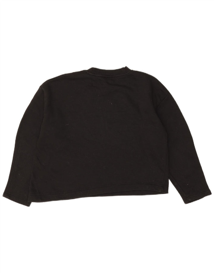 Zara Damen Crop Sweatshirt Pullover UK 14 Medium Schwarz