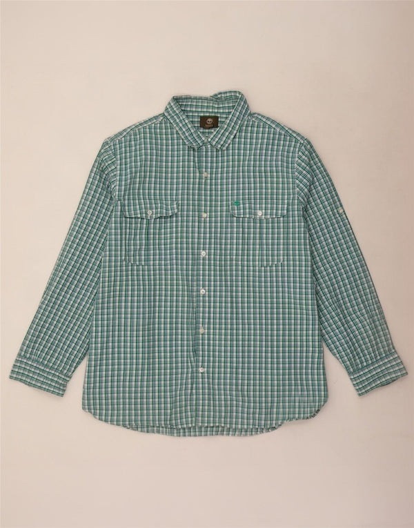 Timberland Camisa de corte regular para hombre, talla 3XL, algodón a cuadros verde