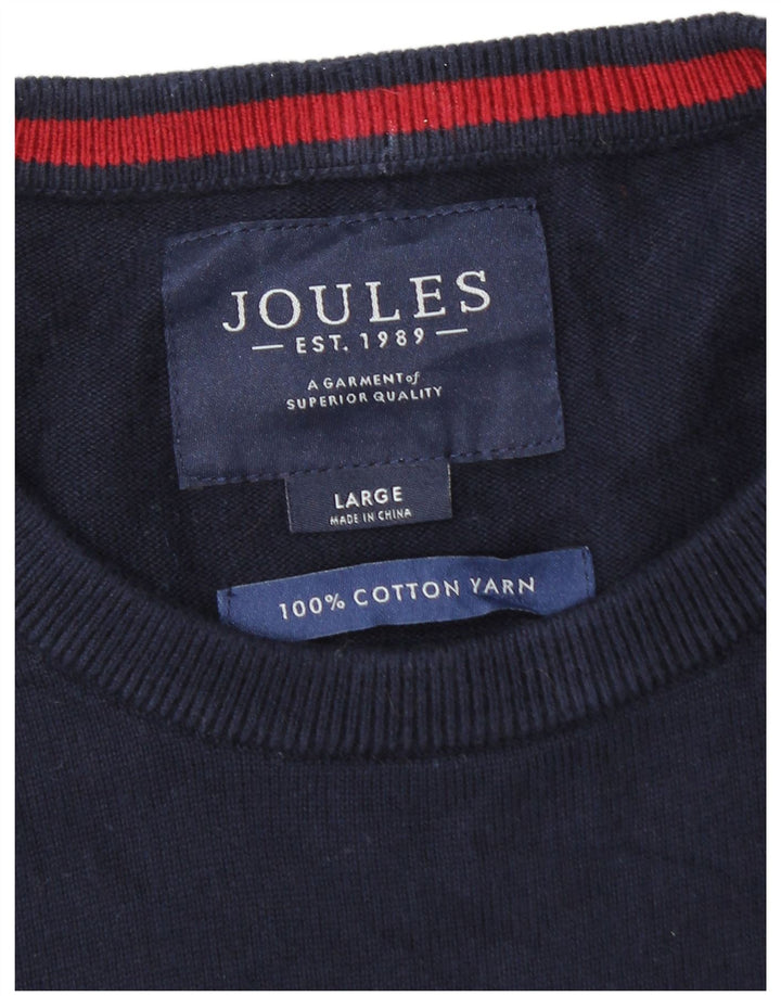 Joules Mens Crew Neck Jumper Sweater Large Navy Blue Cotton