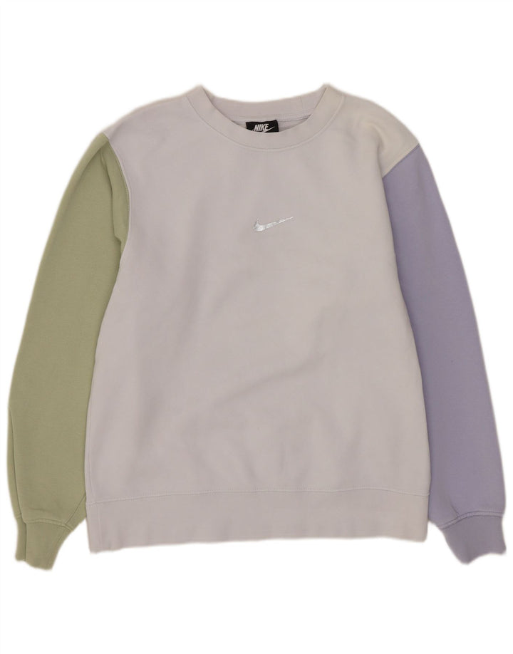 Nike Womens Oversized Sweatshirt Jumper UK 6 XS Multicoloured Colourblock