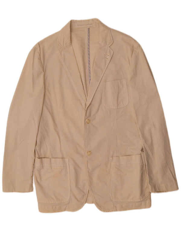 Trussardi Jeans Mens 2 Button Blazer Jacket UK 38 Medium Beige Pinstripe