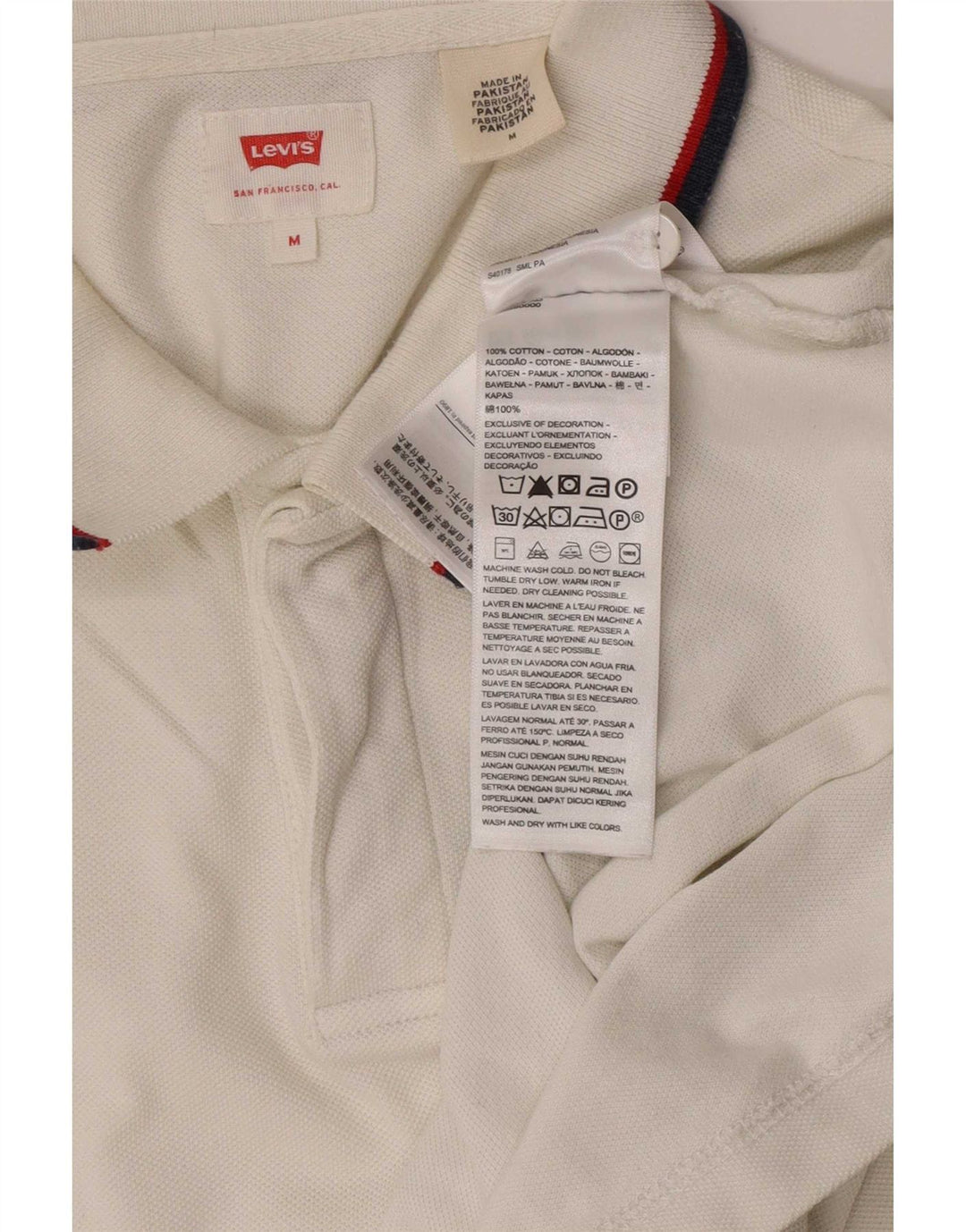 Levi's Polo Homme Blanc Rayé Coton Moyen