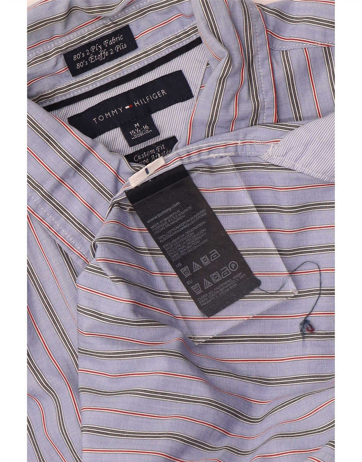 Tommy Hilfiger Mens Custom Fit Shirt Size 15 1/2 16 Medium Blue Striped