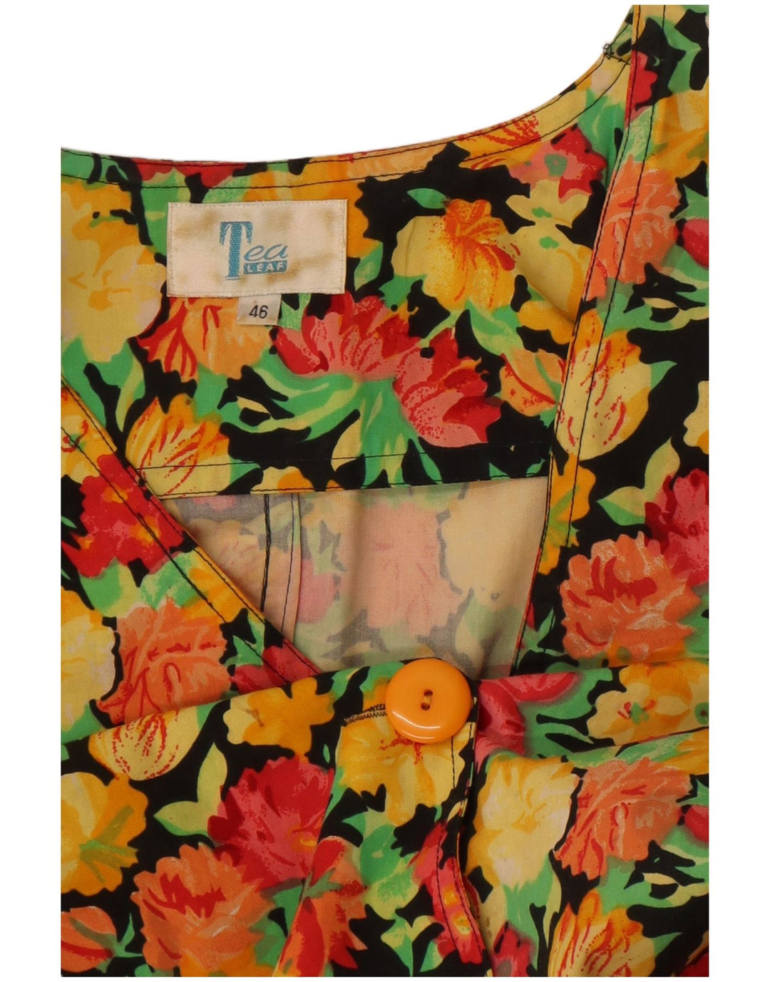 VINTAGE Dame 3-knaps blazerjakke IT 46 Stor flerfarvet blomster