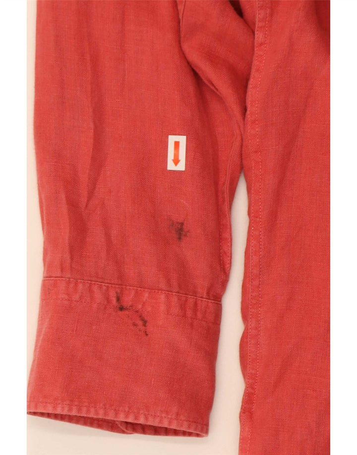 Hugo Boss Mens Slim Fit Shirt XL Red Linen