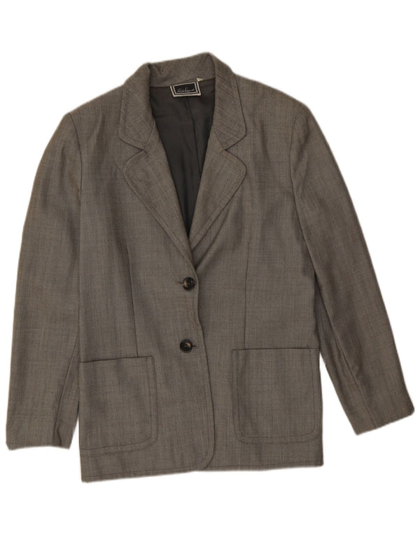 Luisa Spagnoli Womens 2 Button Blazer Jacket IT 44 Medium Grey Wool