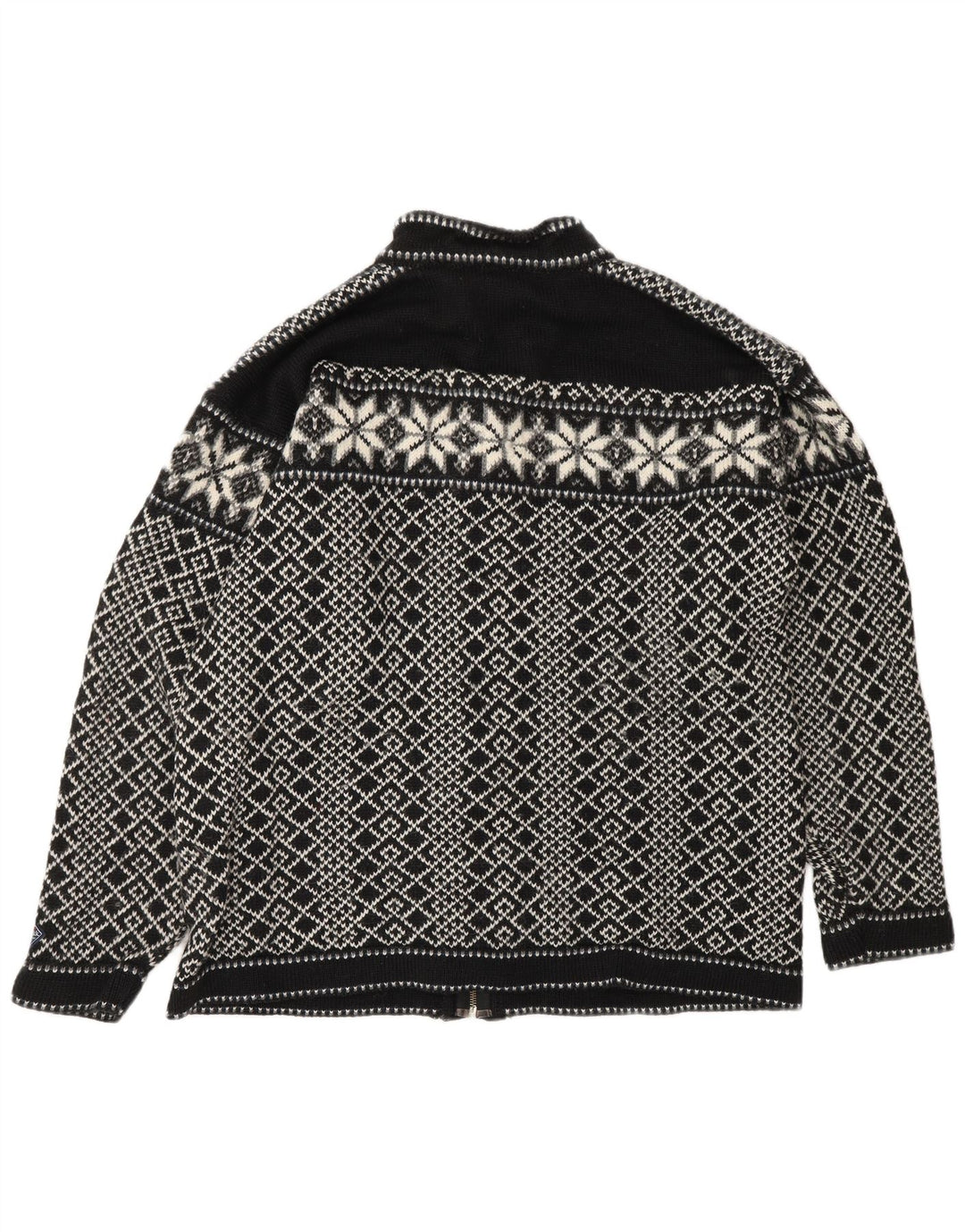 VINTAGE Herre cardigan sweater Large Black Fair Isle
