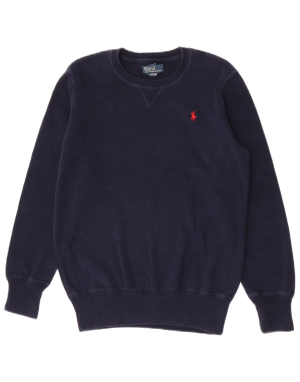 Polo Ralph Lauren Meninos moletom jumper 14-15 anos grande algodão azul marinho