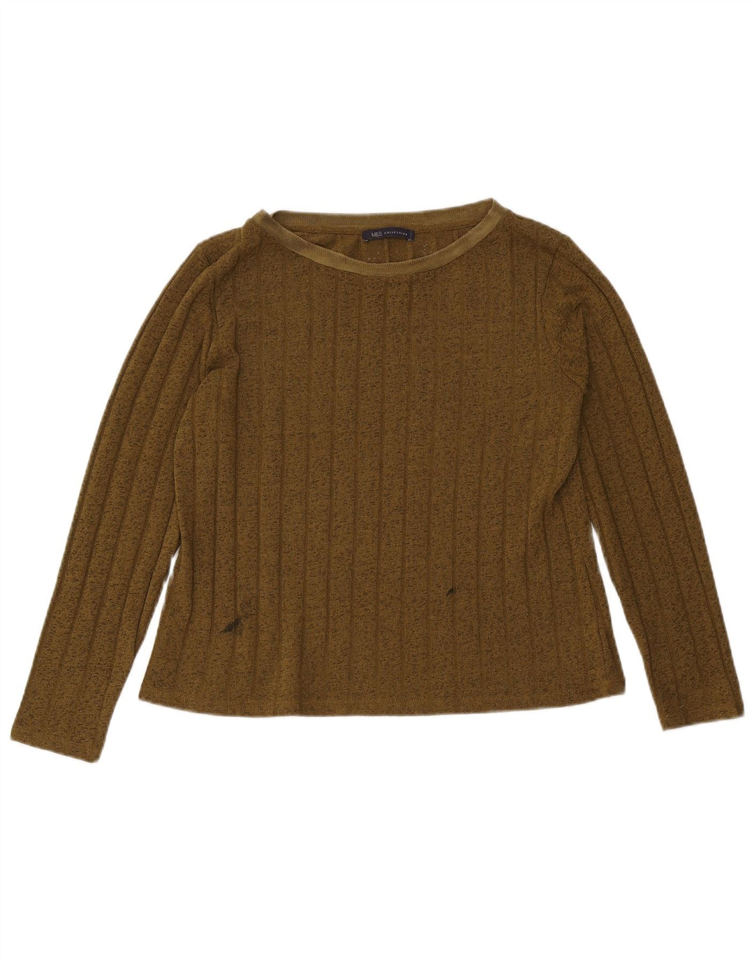 Marks & Spencer Damen Top Langarm UK 12 Medium Khaki Polyester