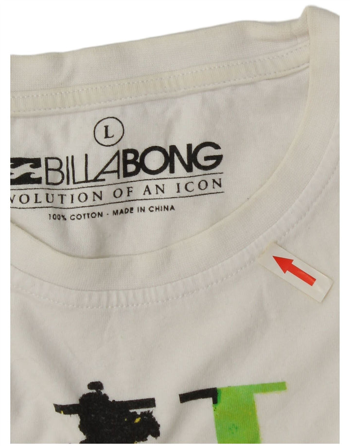 Billabong Mens Graphic T-Shirt Top Large White Cotton