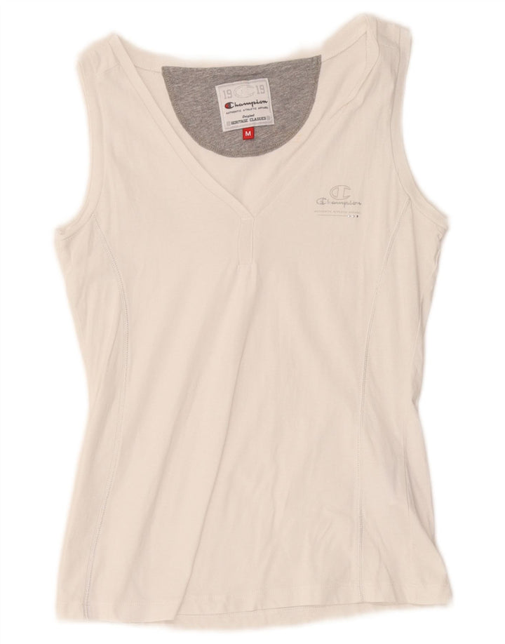 Champion Womens Heritage Classics Vest Top UK 12 Μεσαίο λευκό βαμβακερό