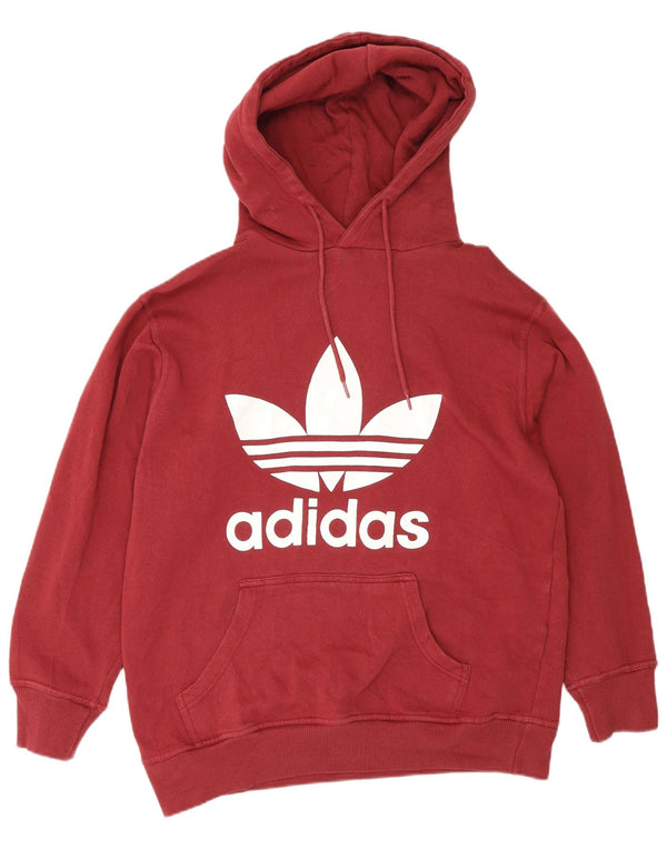 Maglione con cappuccio grafico da uomo Adidas in cotone bordeaux medio