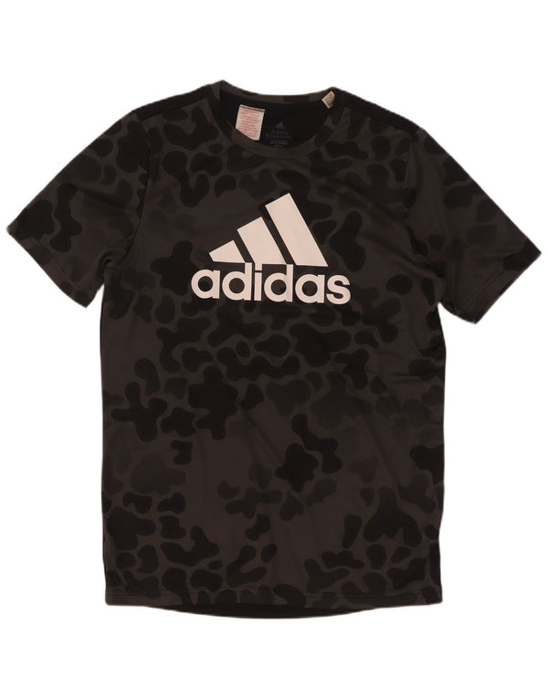 Adidas Boys Aeroready grafikus póló, felső 15-16 éves szürke terepszínű