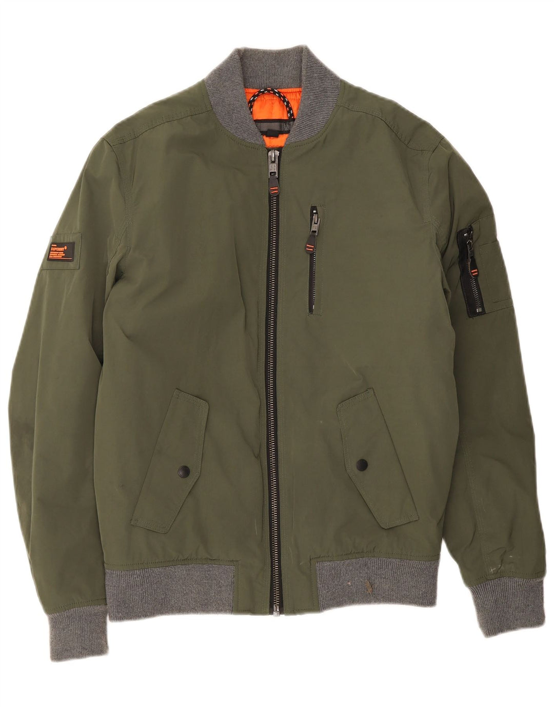 Superdry Bomber Jacket UK 38 Medium Green Colourblock Polyester