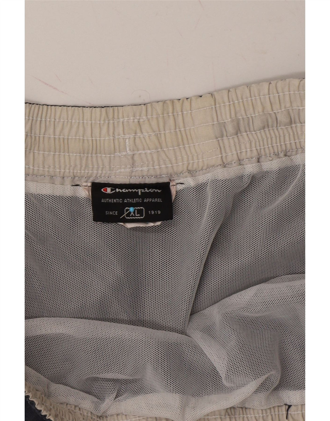 CHAMPION Mens Graphic Swimming Shorts XL Grey Colourblock Vintage Champion and Second-Hand Champion from Messina Hembry 