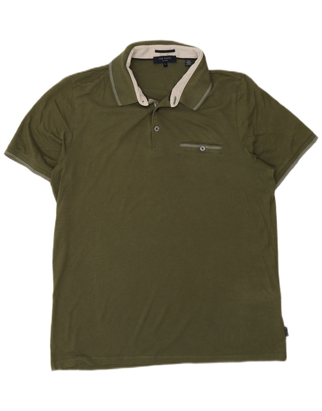 Ted Baker Mens Polo Shirt Size 4 Large Khaki Cotton