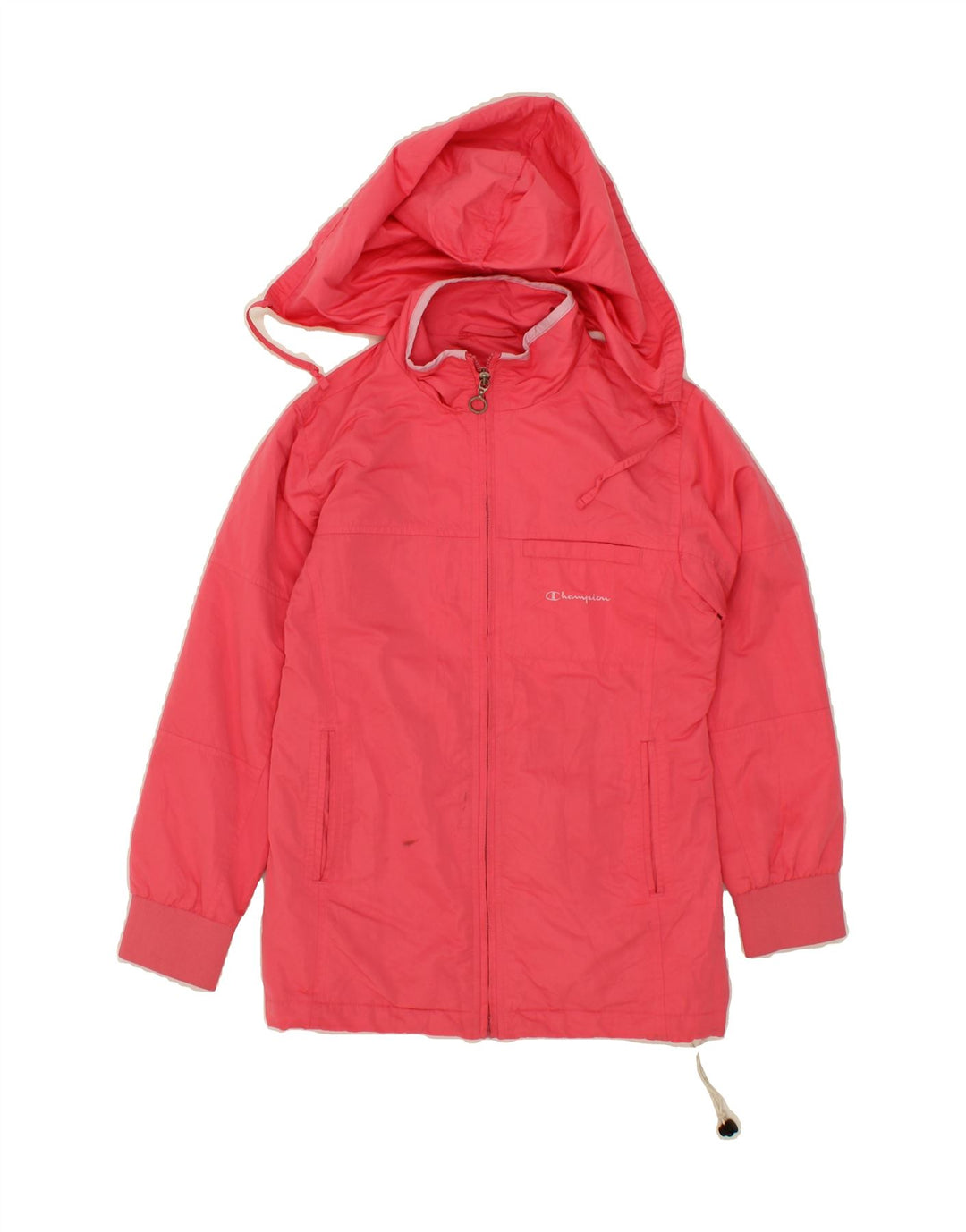 CHAMPION Girls Hooded Rain Jacket 11-12 Years Large Pink Polyester Vintage Champion and Second-Hand Champion from Messina Hembry 
