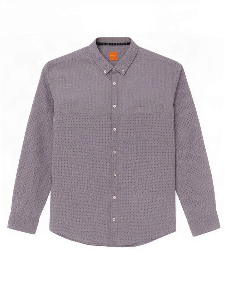 Camicia da uomo Hugo Boss Large in cotone maculato grigio