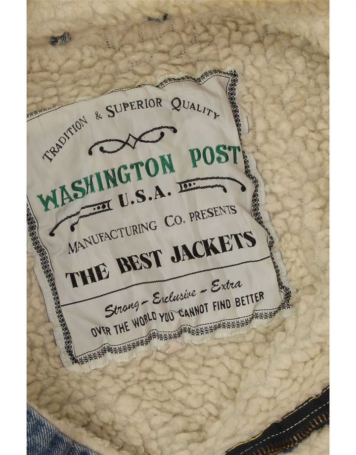 Jaqueta jeans masculina vintage Sherpa Reino Unido 38 azul médio