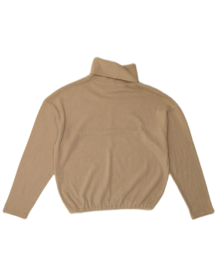 Zara Pull surdimensionné à col roulé pour femme UK 10 Petit polyester beige