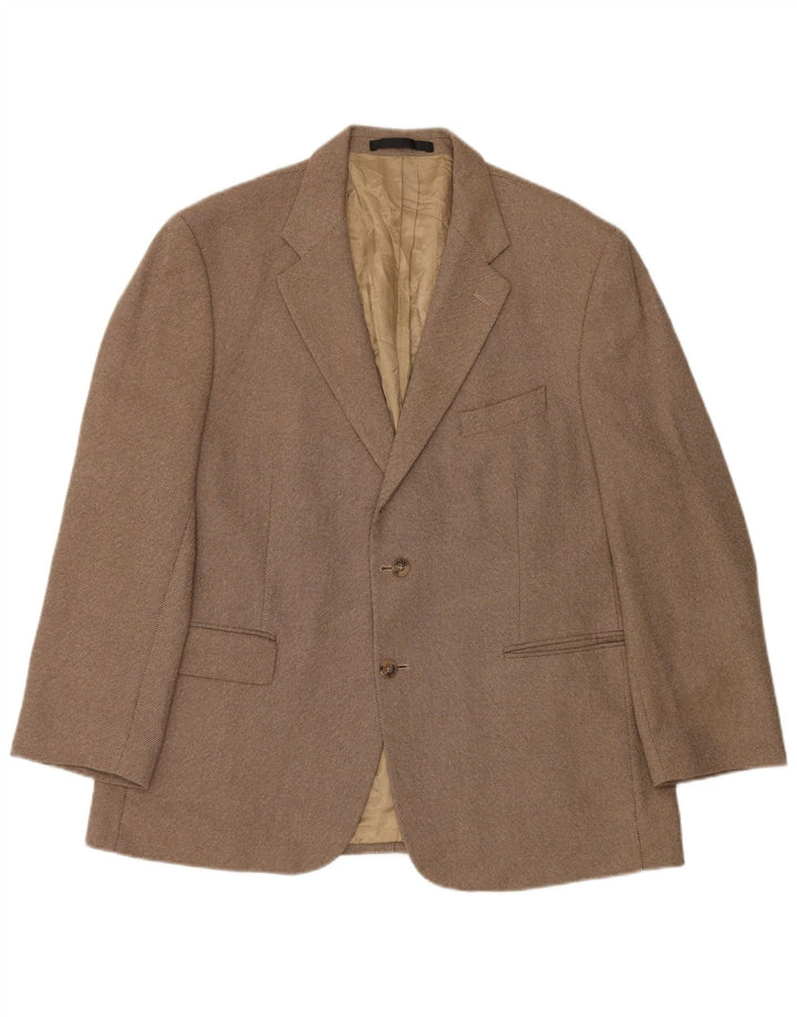 Marks & Spencer Mens 2 Button Blazer Jacket UK 44 XL Beige New Wool
