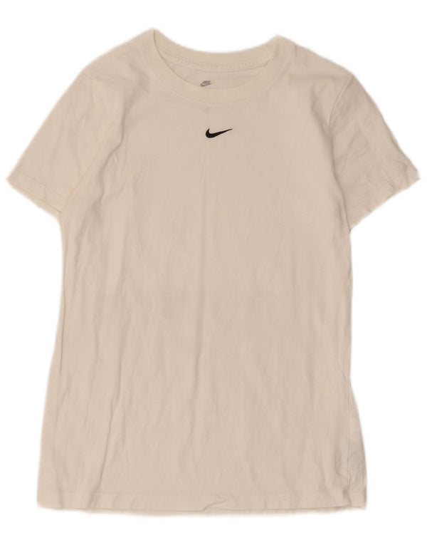Camiseta feminina Nike UK 10 pequena algodão branco