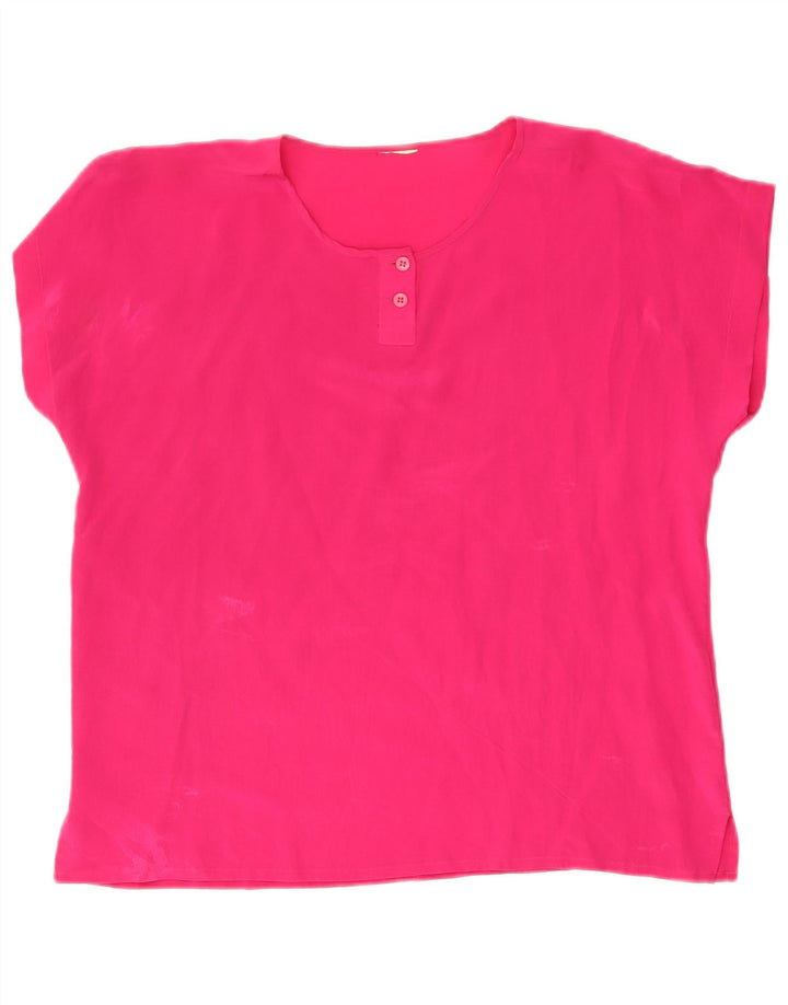 Vintage Womens Blouse Top UK 16 Large Pink Silk