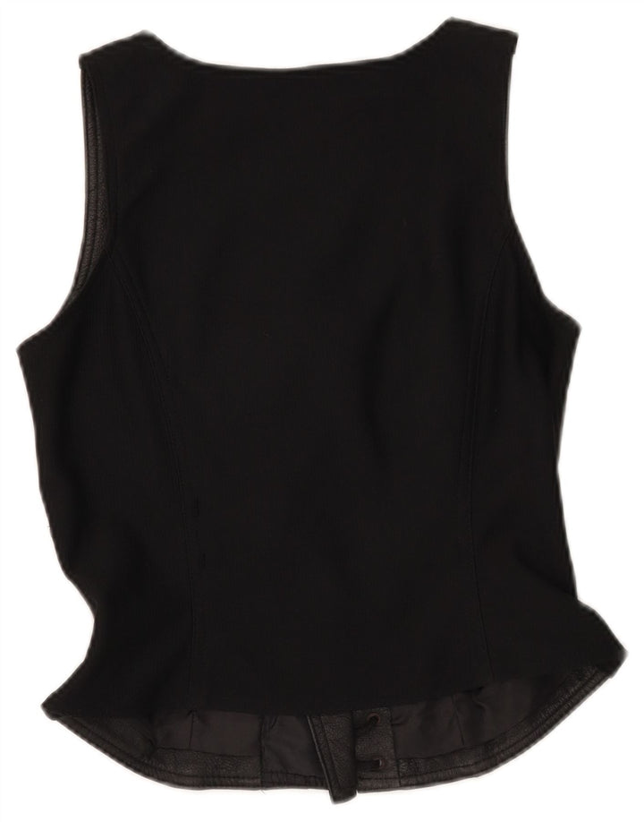 Trend Womens Leather Waistcoat UK 12 Medium Black Leather