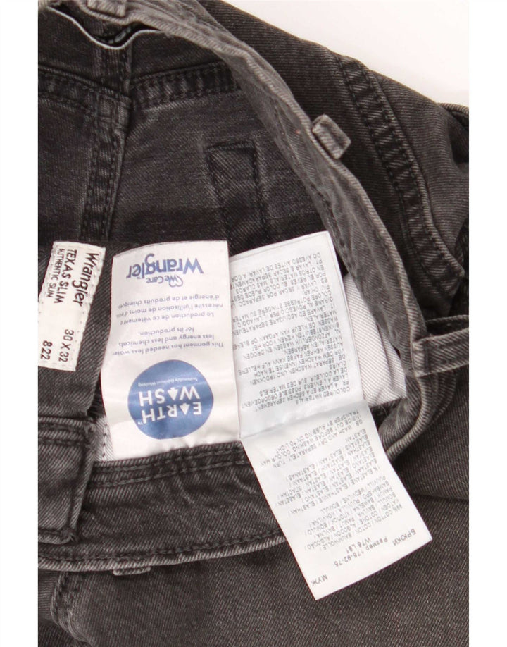 Wrangler Mens Texas Slim Jeans W30 L32 Grey Cotton