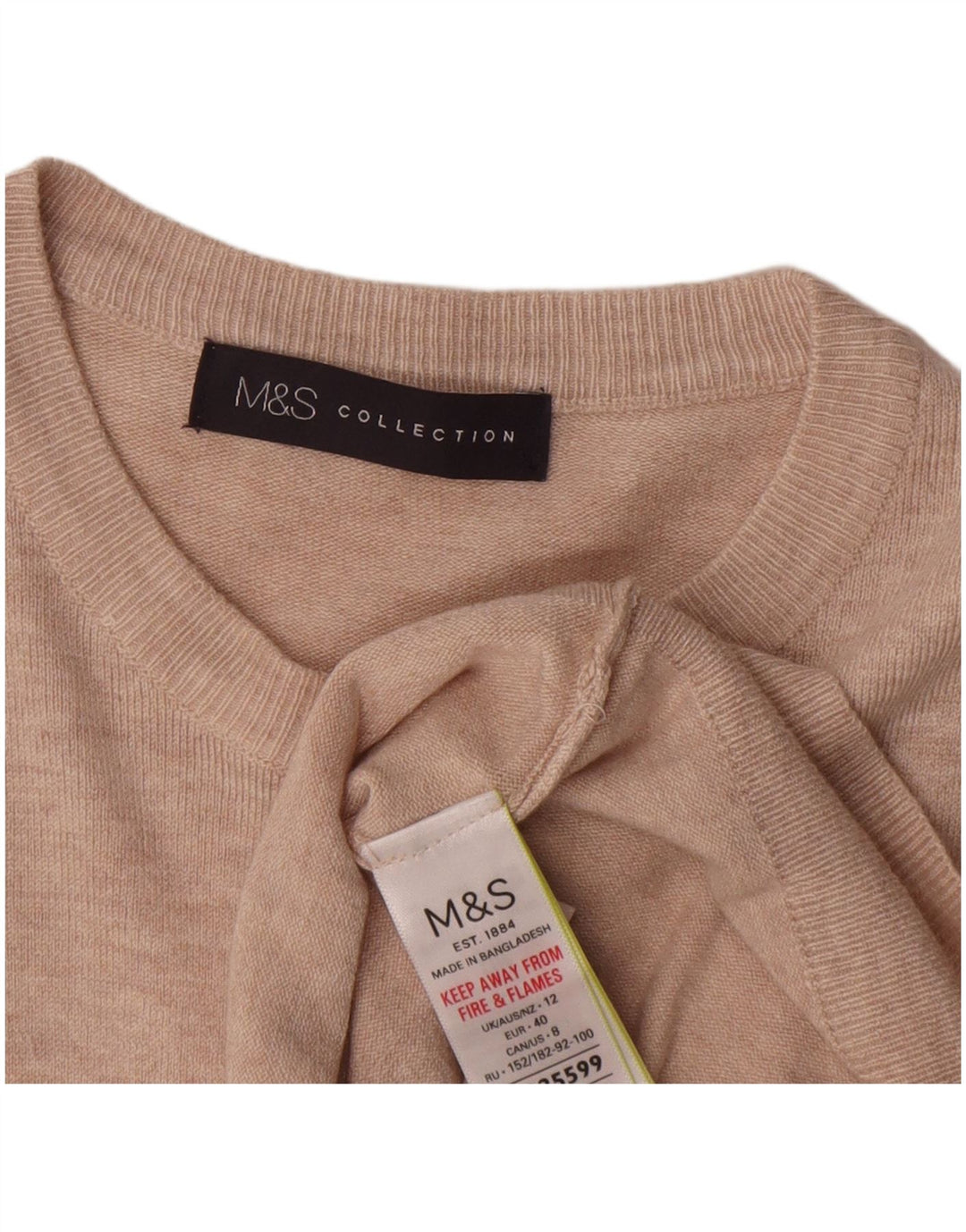Marks & Spencer Womens Crop Cardigan Sweater UK 12 Medium Pink Flecked