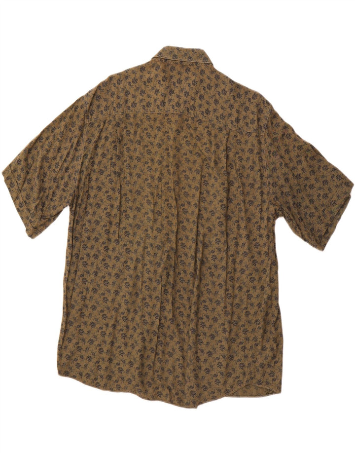 AZZURRA Mens Short Sleeve Shirt Large Khaki Floral