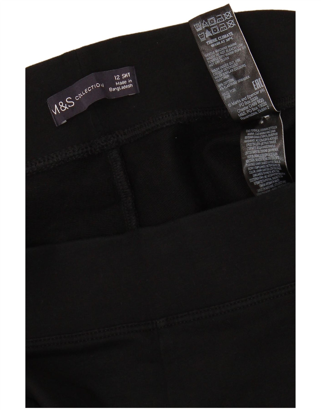 Marks & Spencer Dame Leggings UK 12 Medium Sort Bomuld