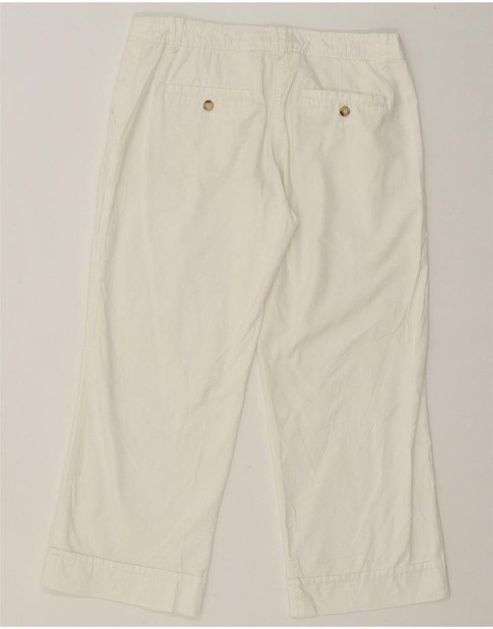 TOMMY HILFIGER Womens Straight Cropped Trousers W34 L25 White Cotton Vintage Tommy Hilfiger and Second-Hand Tommy Hilfiger from Messina Hembry 