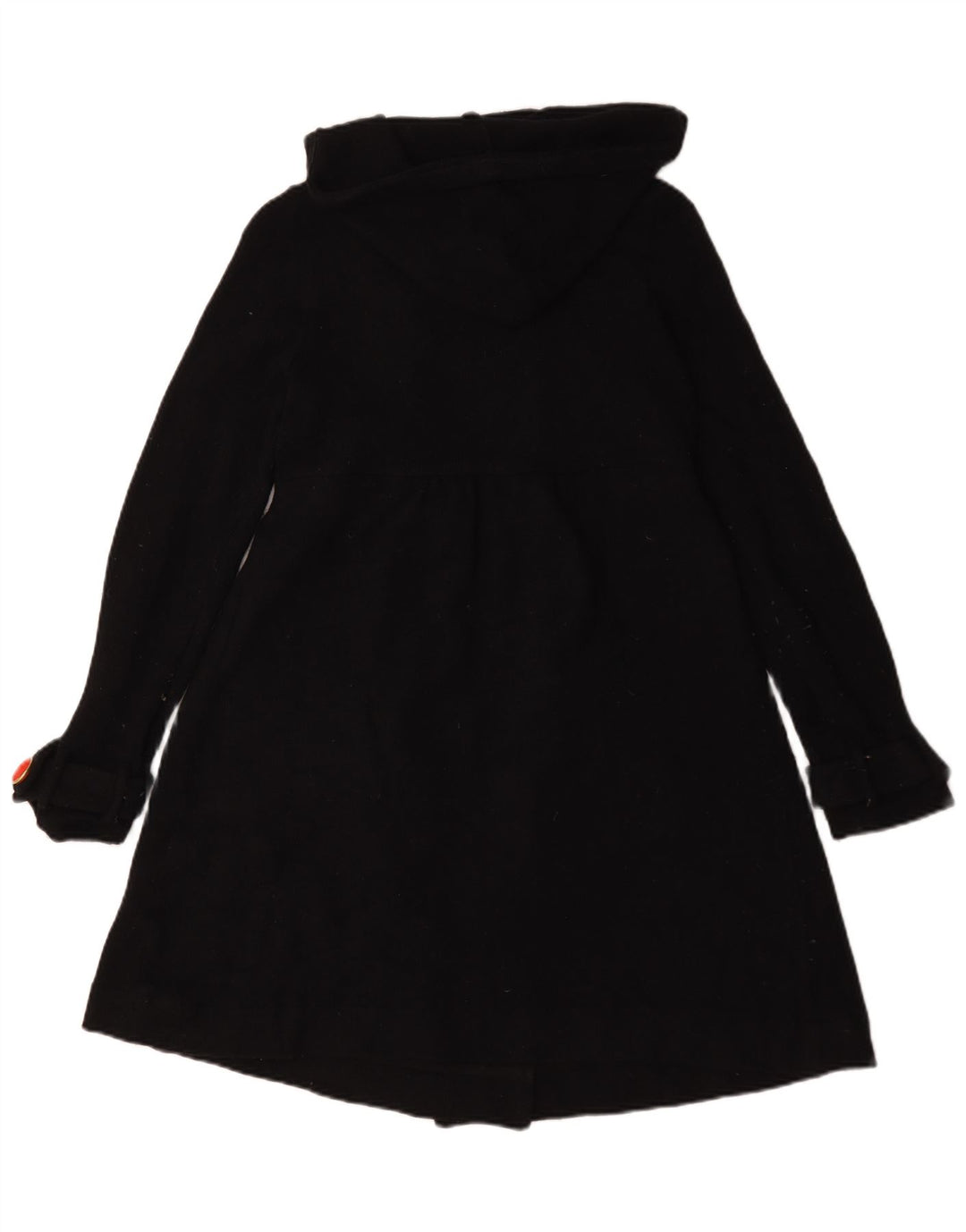 Zara Dame Hooded Double Breasted Coat UK 10 Small Black Wool