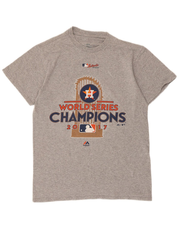 Majestic Mens Houston Astons Graphic T-Shirt Top Small Grey Flecked Cotton