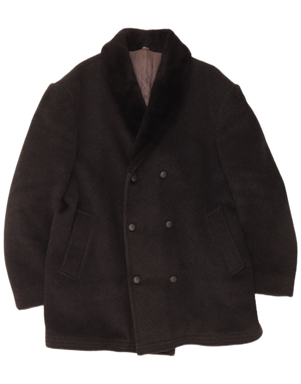 Vintage Mens Double Breasted Coat UK 40 Large Grey