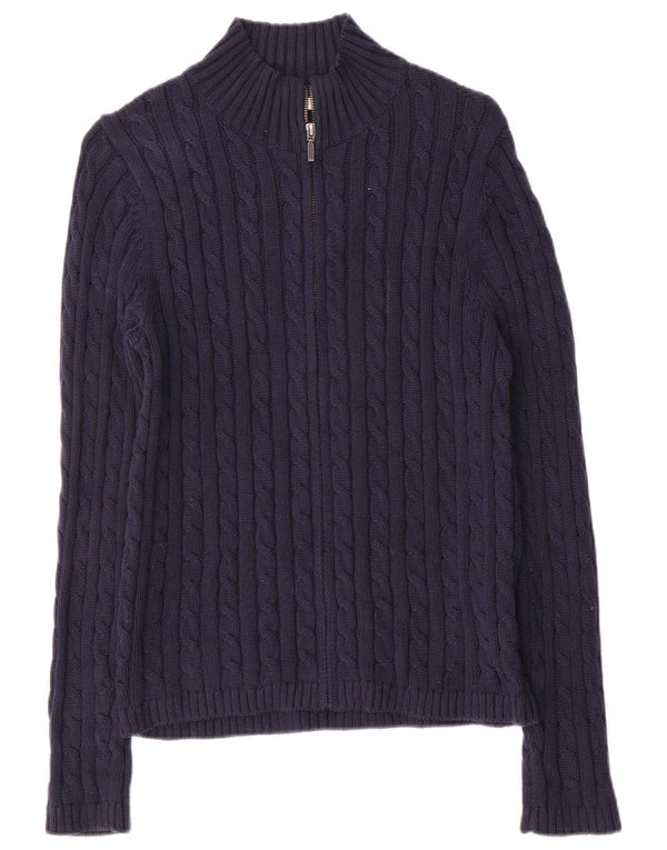 Pulover cardigan pentru femei L.L.Bean UK 14 Medium bleumarin bumbac